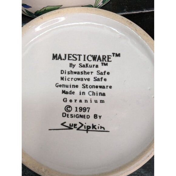 Majesticware by Sakura Geranium Coffee Mugs 1997 Designed by Sue Zipkin Set of 4 - Picture 8 of 8